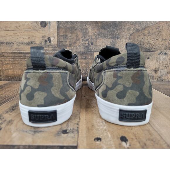 Supra Flow Low Top Men's 9.5 Camo Green anvas Shoes Sneaker Skater Casual - Picture 6 of 8